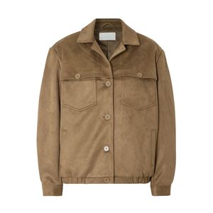 Chaquetas de mujer, chaqueta Bomber de ante marrón oscuro para mujer, chaqueta de manga larga con botones en la parte delantera, prendas de vestir exteriores cómodas informales, elegantes y personalizadas - Product Image 2