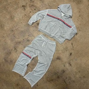 Custom Flare Tracksuit <b>Mens</b> Contrast Panels Casual <b>Men's</b> Sweatsuit Distressed Look Flared Oversize 100% Cotton Anti-Wrinkle - Product Image 3