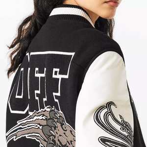 Chaqueta universitaria de material de lana de alta calidad para mujer, ropa transpirable para exteriores, talla grande, servicio al por mayor OEM, estilo Lettermen - Product Image 5