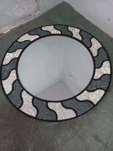 Miroir en verre avec incrustation de mosaïque de nacre, design moderne industriel, écologique, fait à la main, disponible en toutes tailles et styles pour la décoration murale - Product Image 3