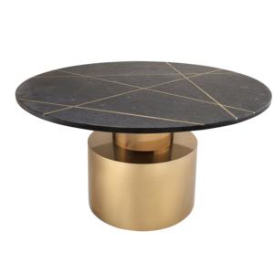 Venta caliente mesa de centro ecológica de Metal con tapa de mármol para sala de estar muebles artesanales mesa de centro acabado dorado - Product Image 1