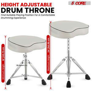 5 Core Drum Throne 3 <b>Padded</b> Guitar Stool Drummer <b>Chair</b> Adjustable Musician Seat - Product Image 5