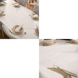 Juego de camino de mesa blanco 100% algodón de 2 piezas con patrón de flores 1 camino triangular 50x150cm y 1 camino rectangular 50x150cm - Product Image 5