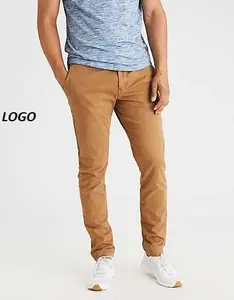 Celana Chino Pria kustom celana panjang katun pas badan celana panjang pria Khaki katun lurus celana kualitas tinggi