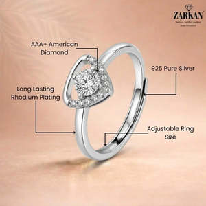 Anillo Solitario de Plata Zarkan Romantic First Love, Ajustable, Talla Única, Chapado en Oro Rosa de 18K, Incrustaciones Modernas para Compromiso - Product Image 3