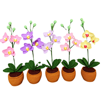 Penjualan Terbaik lucu buatan tangan Phalaenopsis anggrek pot bunga dekorasi rumah Festival hadiah buatan tangan bunga rajut hadiah Crochet