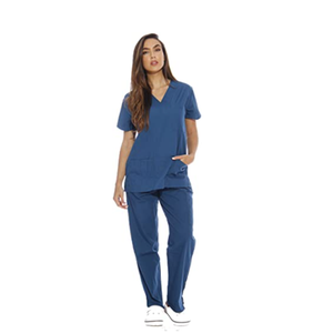 Modern Fit Scrubs Uniformes Conjuntos con cuello alto Costuras limpias y estilo de manga corta transpirable - Product Image 4
