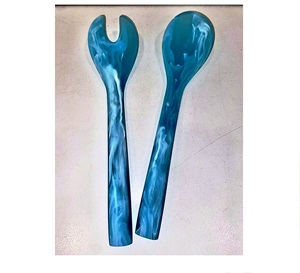 Juego de servidor de ensalada de tasa de fábrica India hecha a mano mango trenzado tallado en madera para uso doméstico en la cocina - Product Image 4