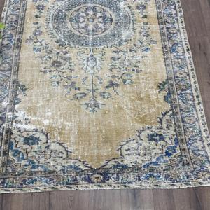 Alfombra Turca de 4.9x8.4 pies, Alfombra Vintage Azul Marroquí de Lana - Product Image 2