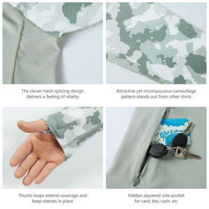 Vêtements de pêche UPF 50 + Chemises de pêche à manches longues respirantes à séchage rapide Conception personnalisée Camo Sweat à capuche de pêche Polyester Sublimation - Product Image 6