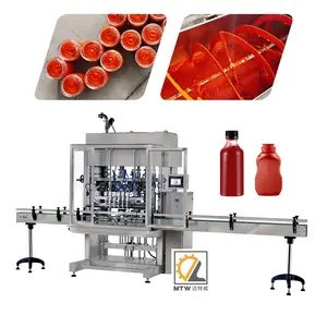 MTW gıda sınıfı otomatik piston kalın domates sosu yapıştır şişe dolum makinesi mikser ile