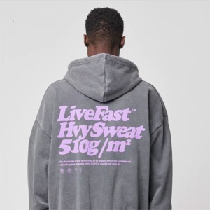 Sweats à capuche imprimés lettres lavées à l'acide Full Zip US French Terry Fleece 400GSM Stone Washed Zip up Hoodies Custom Stitch Zip Hoodies - Product Image 2