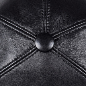 Sombreros de Pescador Unisex de Cuero Genuino Estilo Coreano, Gorras Casuales para Hombre y Mujer, Gorra Negra Ajustada Modelo 2026 - Product Image 3