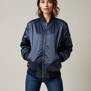 Chaquetas Bomber de satén de seda para hombre con logotipo personalizado, chaqueta Bomber de vuelo MA1 de satén informal para exteriores, chaqueta Bomber de béisbol de satén para hombre - Product Image 4