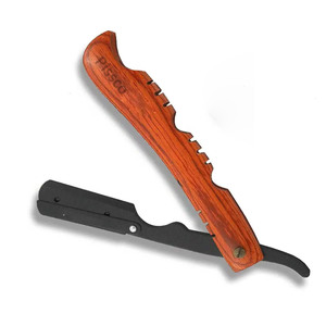 Navaja de Afeitar Profesional para Barbería, con Mango de Acero Inoxidable, Hoja Recta Plegable - Product Image 1