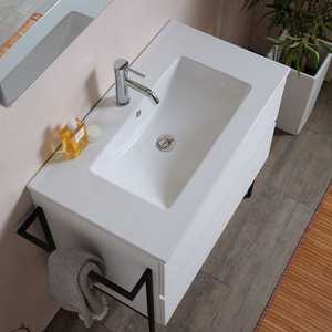 Mueble de Baño Suspendido en Pared BELIZE de 80cm con Lavabo, Espejo y Toallero Lateral para Espacios Pequeños, Muebles de Baño Modernos - Product Image 3