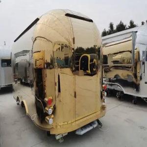 รถเข็นอาหารจานด่วนอลูมิเนียมแบบมีล้อลากได้รถบรรทุกไอศกรีมเคลื่อนที่ได้สำหรับอาหารว่างในทางไกล - Product Image 6