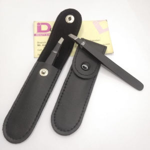 Black Coated Luxury Stainless Steel Slanted Tip Eyebrow Tweezer CE Certified Durable Ingrown Hair <b>Removal</b> <b>Tool</b> - Product Image 1