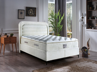 Cadre de lit moderne luxueux et intelligent avec rangement, revêtement en similicuir et sommier en bois