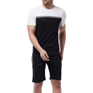Ensemble T-shirts et shorts pour hommes 100% coton avec logo personnalisé Ensembles délavés à l'acide pour hommes - Product Image 1