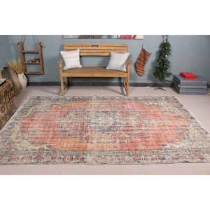Tapis turc 5,6x9,1 pi (172x277 cm), tapis vintage à carreaux rouges - Product Image 2