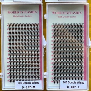 Pestañas Postizas Dobles Ligeras LONG MI NHU Y (EYELASH WISPY) - Pelo Sintético Hecho a Mano, Base Delgada y Puntiaguda, Grosor de 0.03-0.07mm - Product Image 1