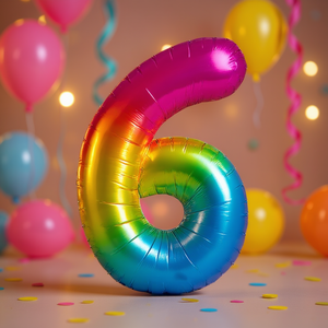 Palloncino Metallico Numero 6 Multicolore 45cm per Decorazioni Festa - Product Image 3