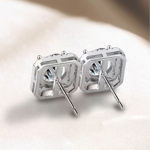 Boucles d'oreilles en diamant Moissanite coupe brillante de haute qualité avec réglage en argent Sterling 925 pour les femmes bijoux de fête quotidiens - Product Image 3