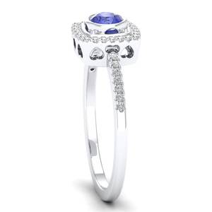Anillos de Tanzanita con Corte Redondo de 0.25 Quilates REYES para Mujer, Certificado GRA, Plata de Ley 925, Anillo de Compromiso con Moissanita VVS - Product Image 3