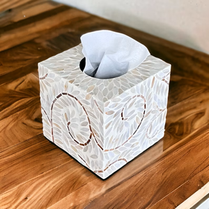 Couverture de boîte à mouchoirs rectangulaire rustique élégante nouvel affichage à la maison avec distributeur de résine incrustée de nacre boîte à mouchoirs en résine artisanat - Product Image 2