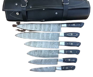 Ensemble de couteaux de chef japonais en acier inoxydable forgé à la main SCL-Custom, 5 pièces, manche en bois Pakka, outils de découpe de cuisine écologiques - Product Image 4