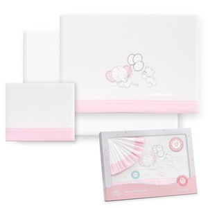 Juego de 3 Piezas de Ropa de Cama Clásica de Franela para Cochecito Modelo Oso-Elefante con Patrón de Personajes Tejidos - Product Image 1