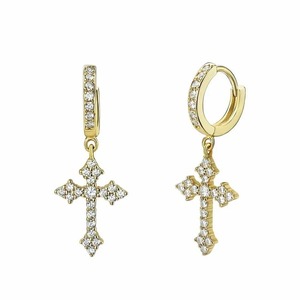 925 <b>Sterling</b> <b>Silver</b> Moissanite <b>Cross</b> Stud Earrings Customized Stainless Steel Jewelry with Diamond <b>Pendant</b> Charms - Product Image 2