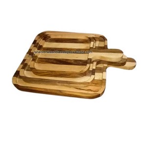 Kitchen Chopping Wood Board With Handle Set of 3 for Meat, Cheese and Vegetables in <b>square</b> Shape Thick Board - Product Image 2