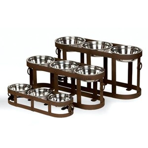 Comedero Elevado para Perros de Acero Inoxidable con Base de Madera, Comedero Doble para Mascotas, Plato para Comida y Agua para Perros y Gatos, Base de Hierro, Excelente Visibilidad - Product Image 1