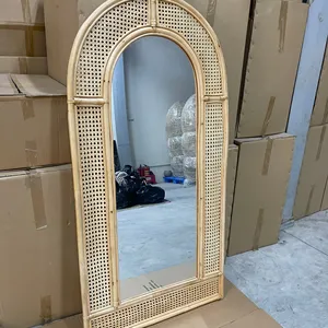 Cermin Oval (Tua) Dekorasi Buatan Tangan Cermin Dinding Rotan untuk Ruang Tamu atau Kamar Tidur dari Pemasok Kualitas Terbaik Di Vietnam