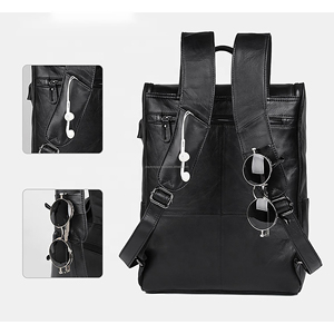 Unisex Vintage Cowhide Leather <b>Backpack</b> Customized Logo Premium Laptop Travel Bag Factory Shooting - Product Image 2