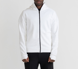 Nueva moda 2026 100% algodón personalizado e impresión 3D bordado Zip up suéter de gran tamaño cuello redondo otoño sudaderas con capucha para hombres - Product Image 2