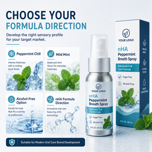 Custom <strong>Peppermint</strong> Breath <strong>Spray</strong> with Nano Hydroxyapatite Formula Direction Private Label Oral Care OEM Manufacturer - Product Image 2