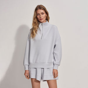 Manches longues demi fermeture éclair avant Logo hiver sweats femmes polaire pull à capuche OEM 2025 - Product Image 3