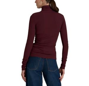 Camiseta de Cuello Alto Ajustada de Manga Larga con Logo Personalizado de Calidad Premium al por Mayor para Mujer, 95% Algodón 5% Tejido Liso Teñido - Product Image 2