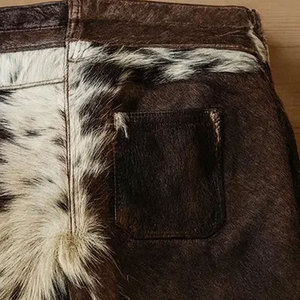 Latest Fashion High Quality Custom Made Cowhide <b>Short</b> Best Design Solid Color Comfortable Waterproof Stylish <b>Leather</b> <b>Shorts</b> - Product Image 5