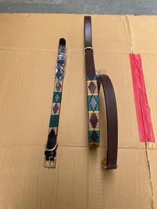 ปลอกคอและสายจูงสุนัขโปโลอาร์เจนตินา ทำด้วยมือจากหนัง ตกแต่งด้วยลูกไม้ พร้อมคุณสมบัติปลดเร็ว ลายสัตว์ - Product Image 3