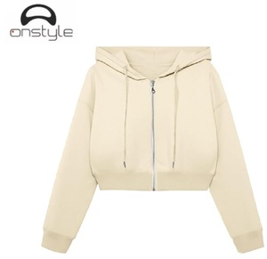 Onstyle Deportes mujer casual Sudadera con capucha estilo recortado cremallera en la parte delantera chaqueta con capucha de manga larga perfecta para el look streetwear - Product Image 3