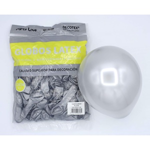 Palloncini in Lattice Party Love 12cm Argento Metallizzato Confezione da 100 Pezzi per Decorazione - Product Image 1