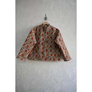 Chaqueta Acolchada Unisex Hecha a Mano con Estampado Floral de Algodón, Chaqueta de Botones con Estampado de Bloques, Ropa Étnica de Invierno Cálida de Manga Larga - Product Image 2