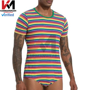 Mens Short Sleeve Bodysuit One-Piece Pajama Romper Cotton Spandex OEM Branding Bulk Supply Premium Supplier - Product Image 4