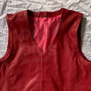 Gilet en cuir de vache respirant à col en V sans manches pour homme, service OEM personnalisé - Product Image 3