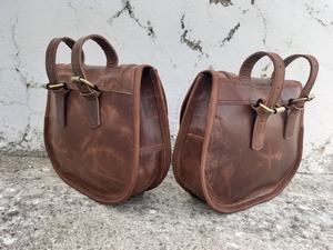 Alforjas de motocicleta de cuero de búfalo genuino Alforjas 2 bolsas laterales en marrón Estilo de moda elegante - Product Image 2