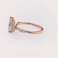 Bague de fiançailles et de mariage en diamant de laboratoire taille poire certifié IGI avec pierres latérales en grappe en or rose/blanc et jaune 14 carats